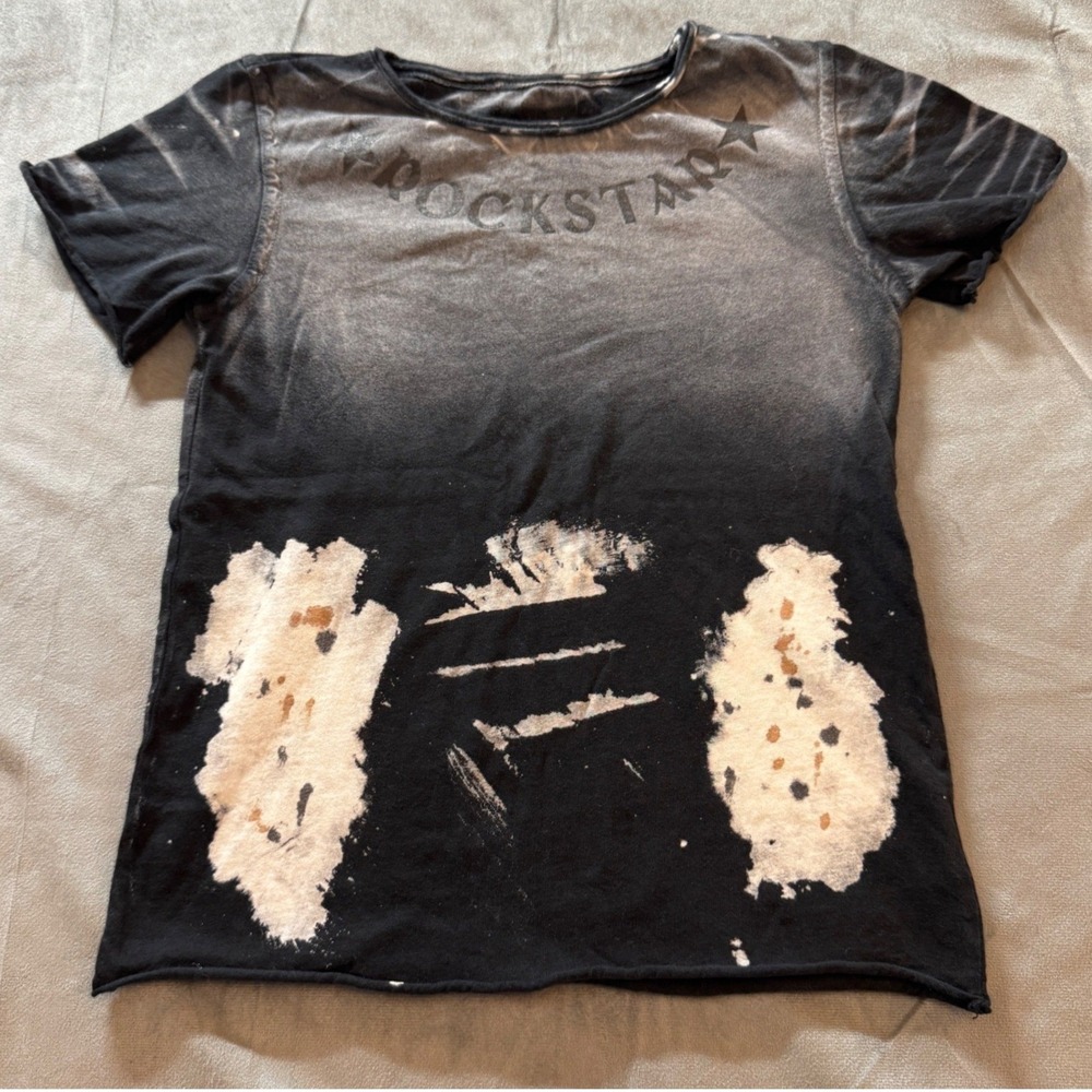 Rockstar Sushi Kids T-Shirt 5T Black Bleached Distressed Edgy Grunge Tee Urban